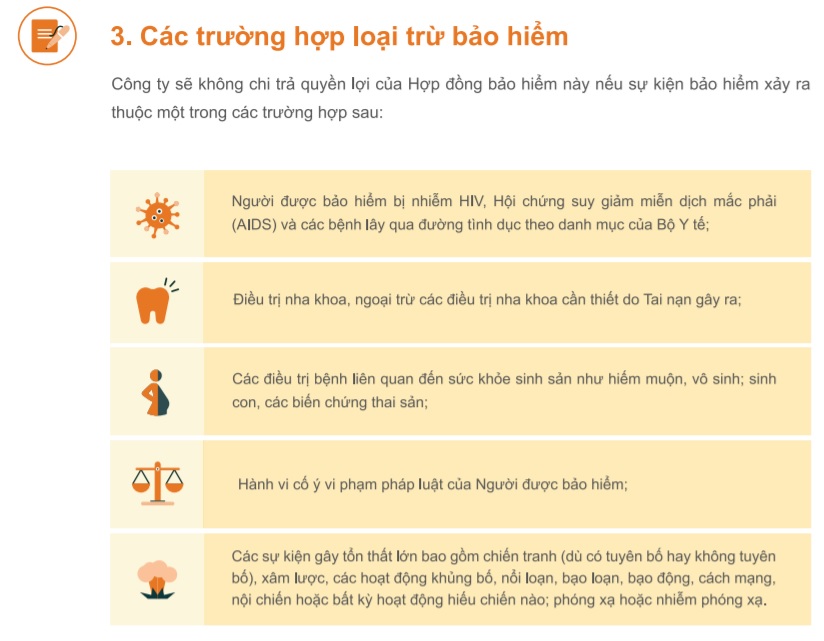 Điều khoản loại trừ bảo hiểm hỗ trợ viện phí FWD